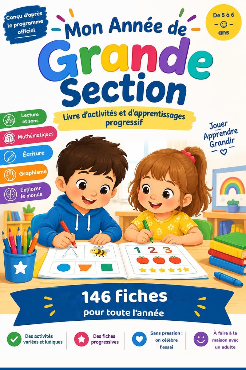 Couverture du cahier d’activités Mon Année de Grande Section, 146 fiches pour les 5-6 ans