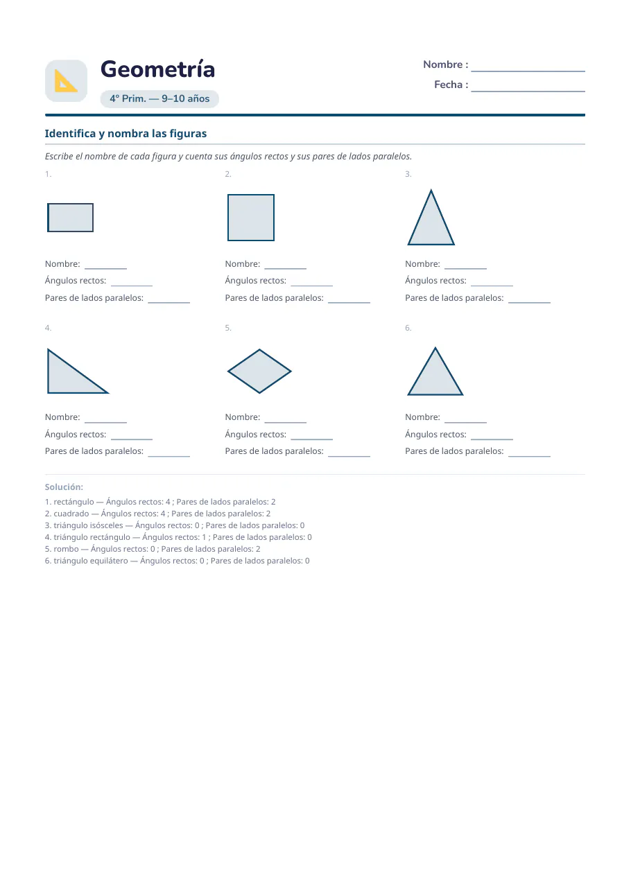 Ejemplo de ficha : Geometría: figuras y ángulos