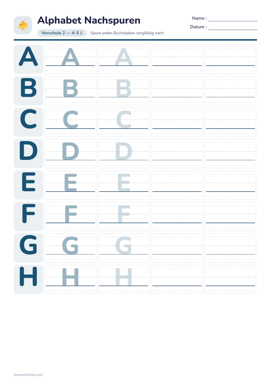Beispielblatt : Buchstaben nachspuren